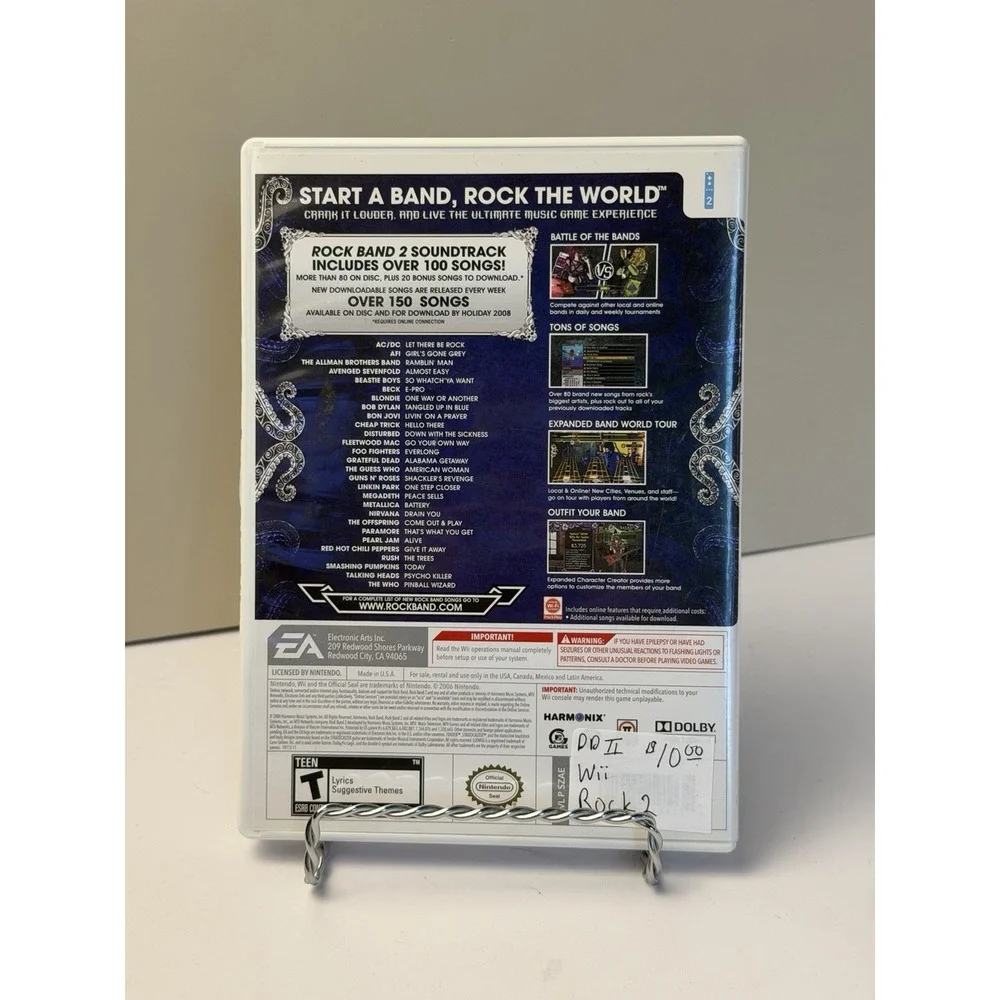 Rock Band 2 (Nintendo Wii, 2008) With Manual